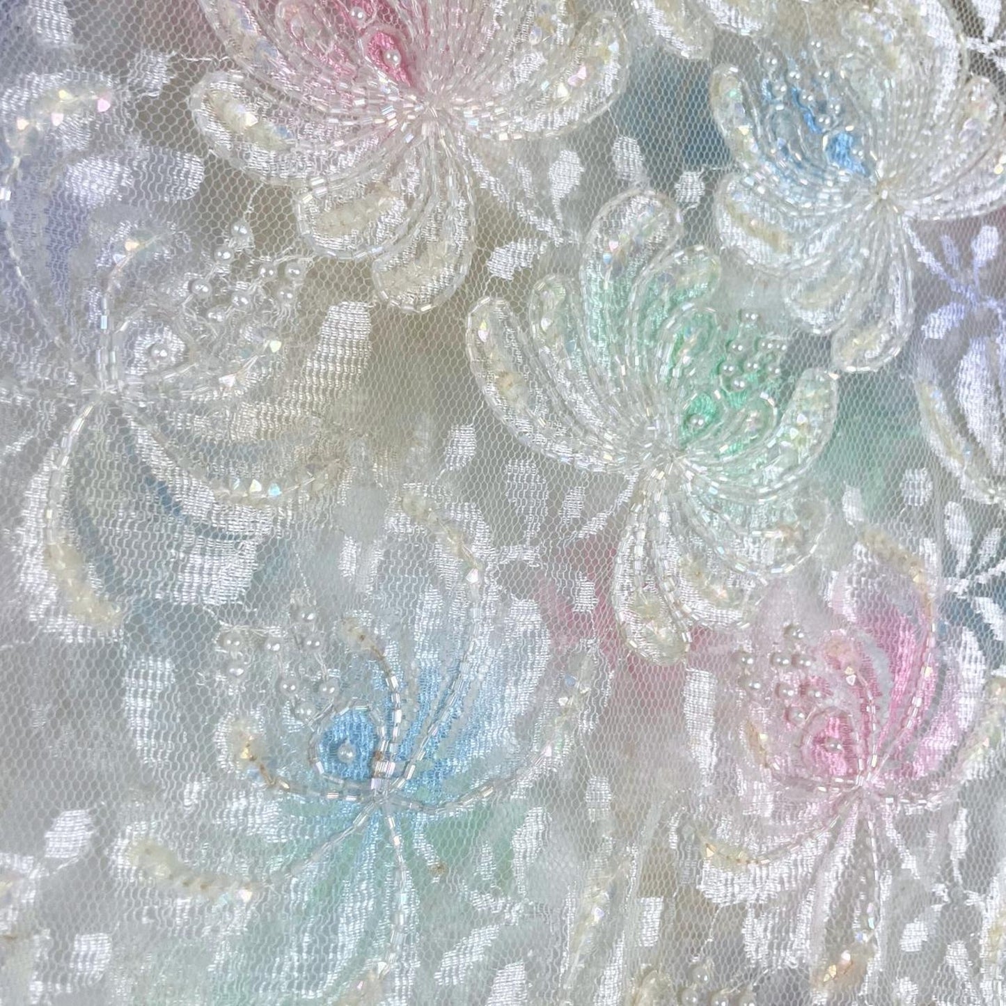 80s Sheer Beaded Lace Top
