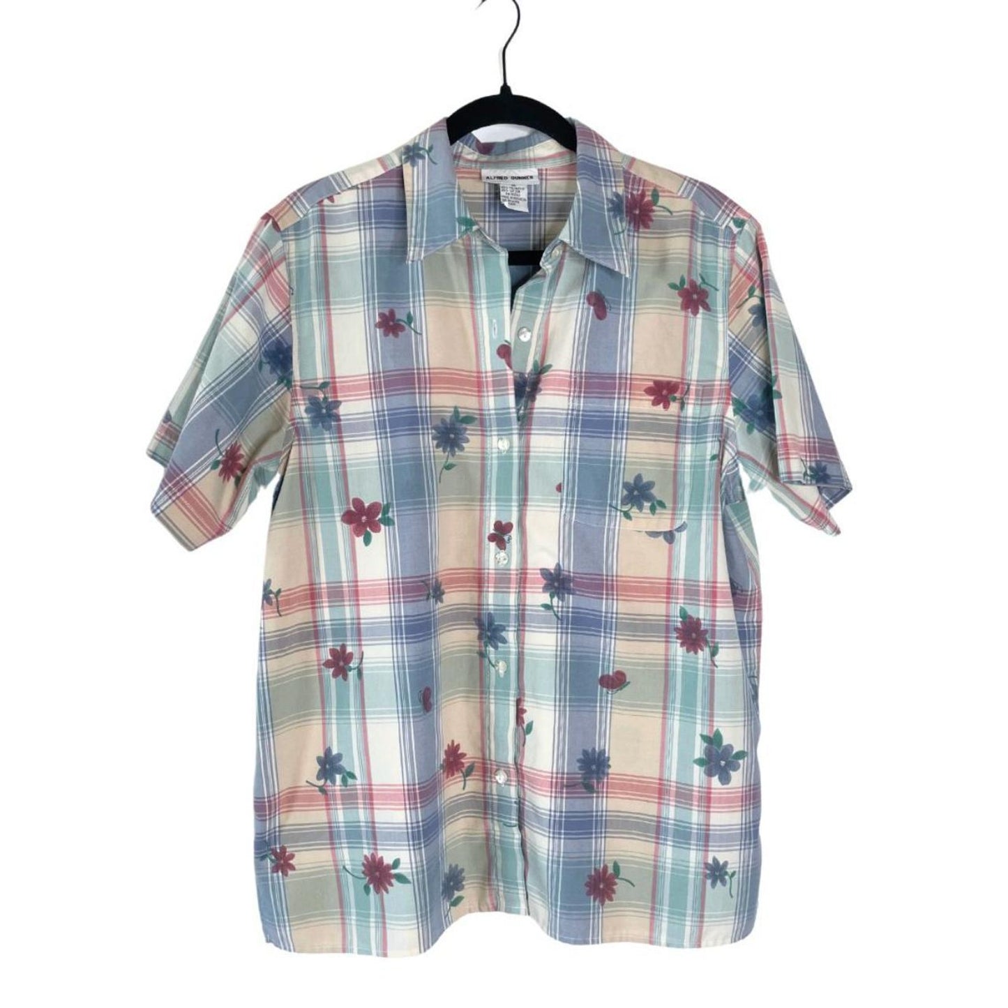 90s Pastel Plaid Floral Shirt