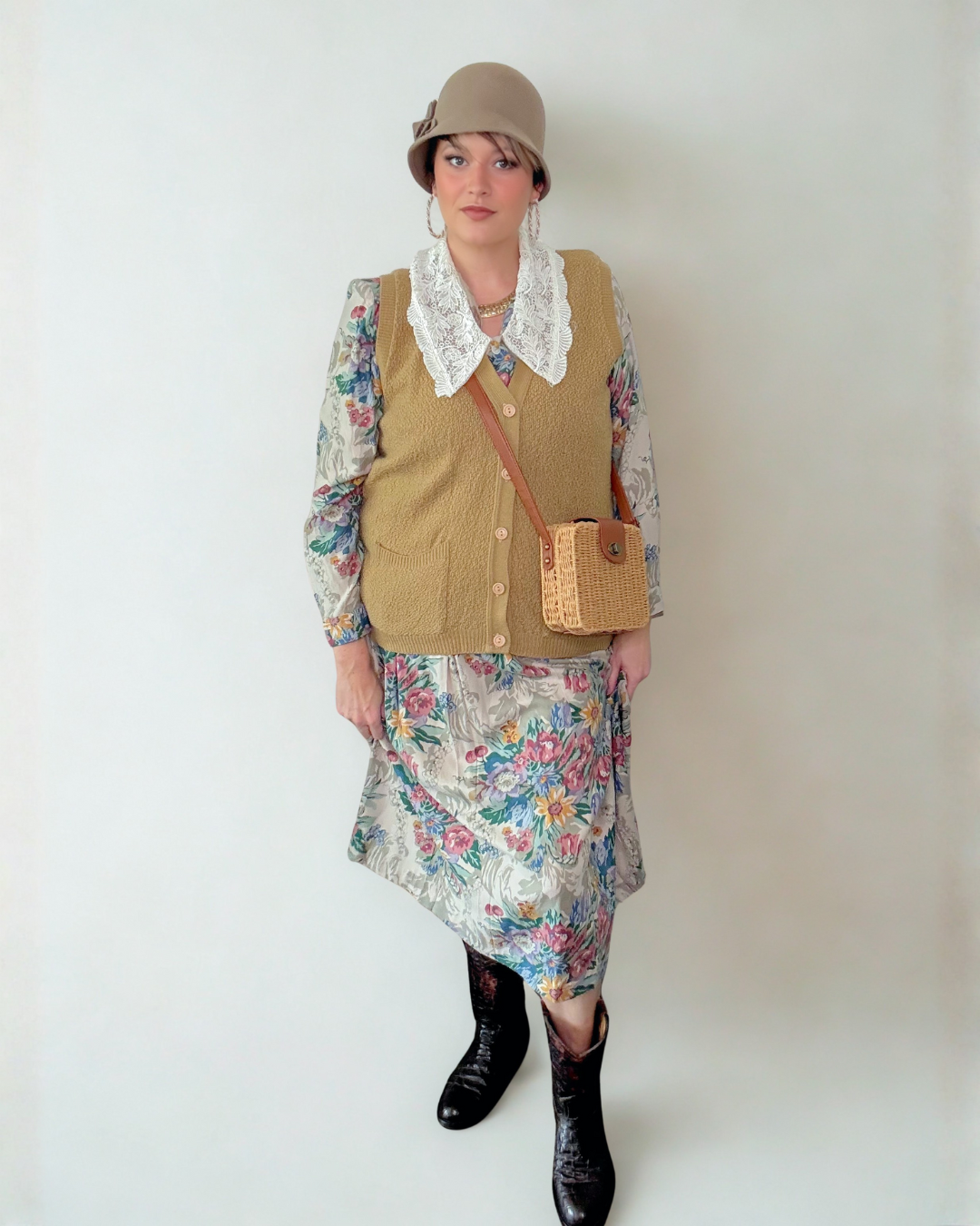 70s Floral Top and Skirt Set