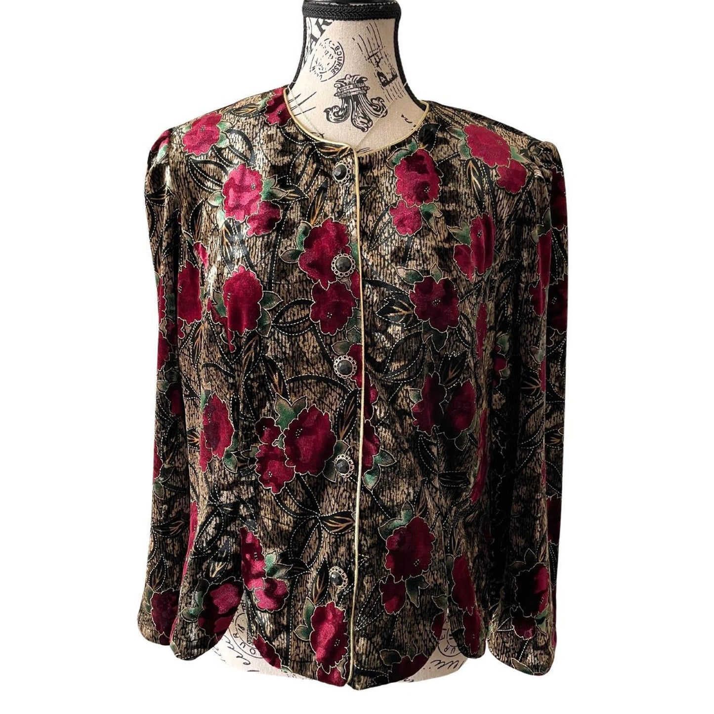 80s/90s Velvet Floral Blouse