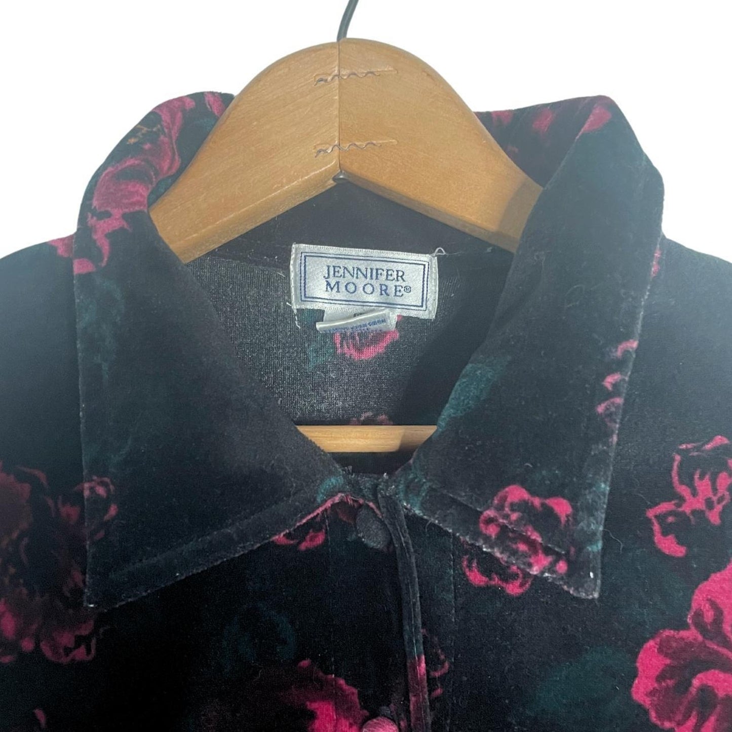 90s Dark Floral Velvet Button Up Shirt