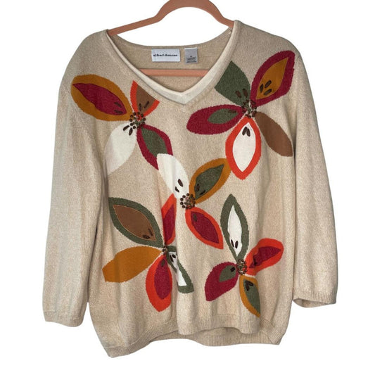 90s / Y2K Embroidered Floral Patterned Sweater