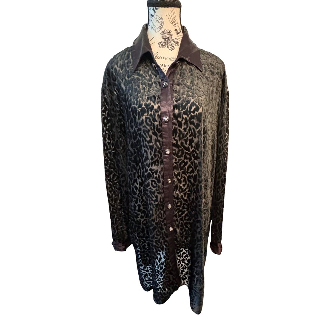 80s Sheer Burnout Velvet Duster / Dress