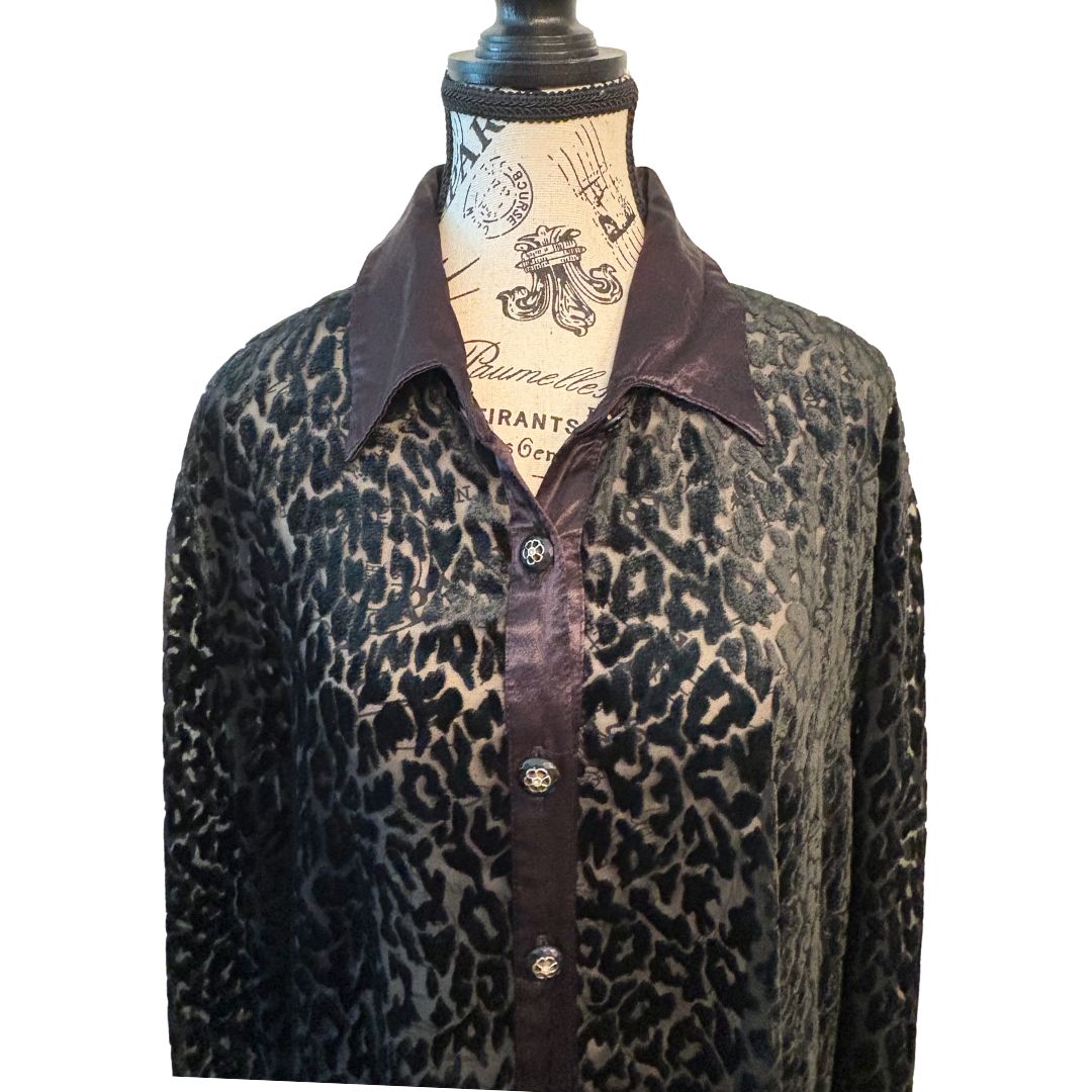 80s Sheer Burnout Velvet Duster / Dress