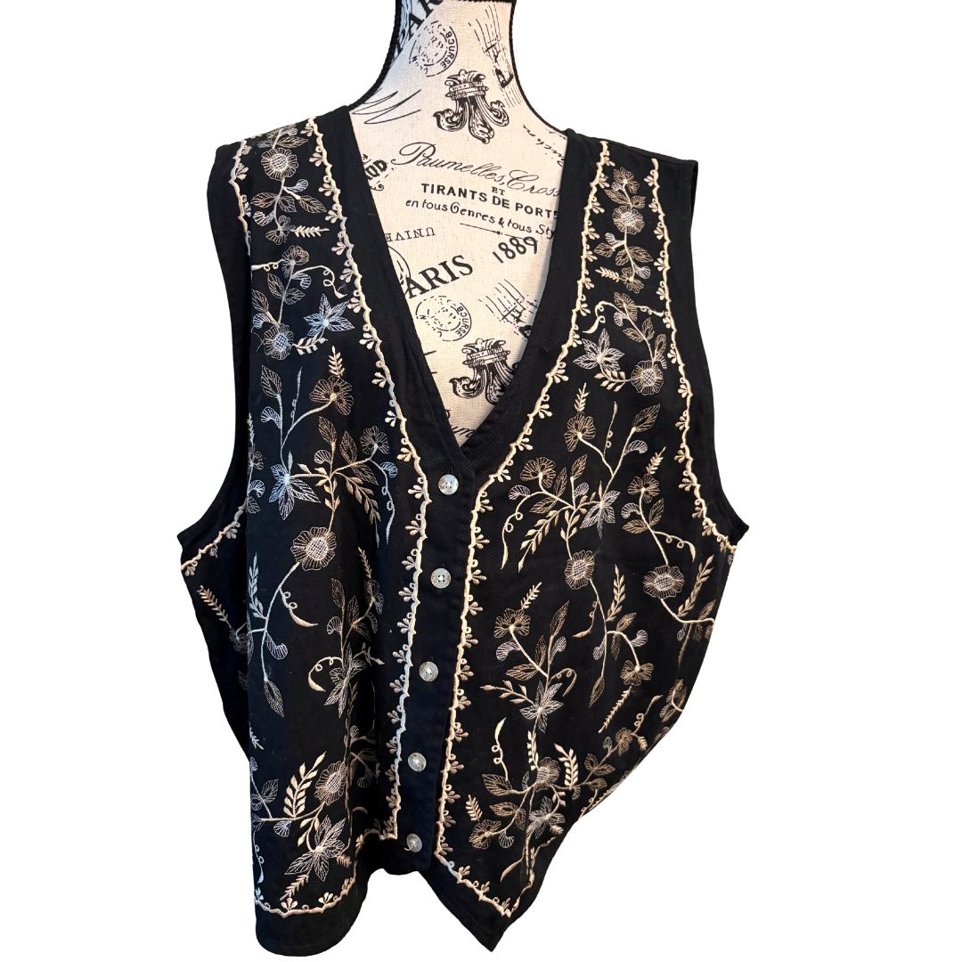 90s Embroidered Whimsigoth Vest