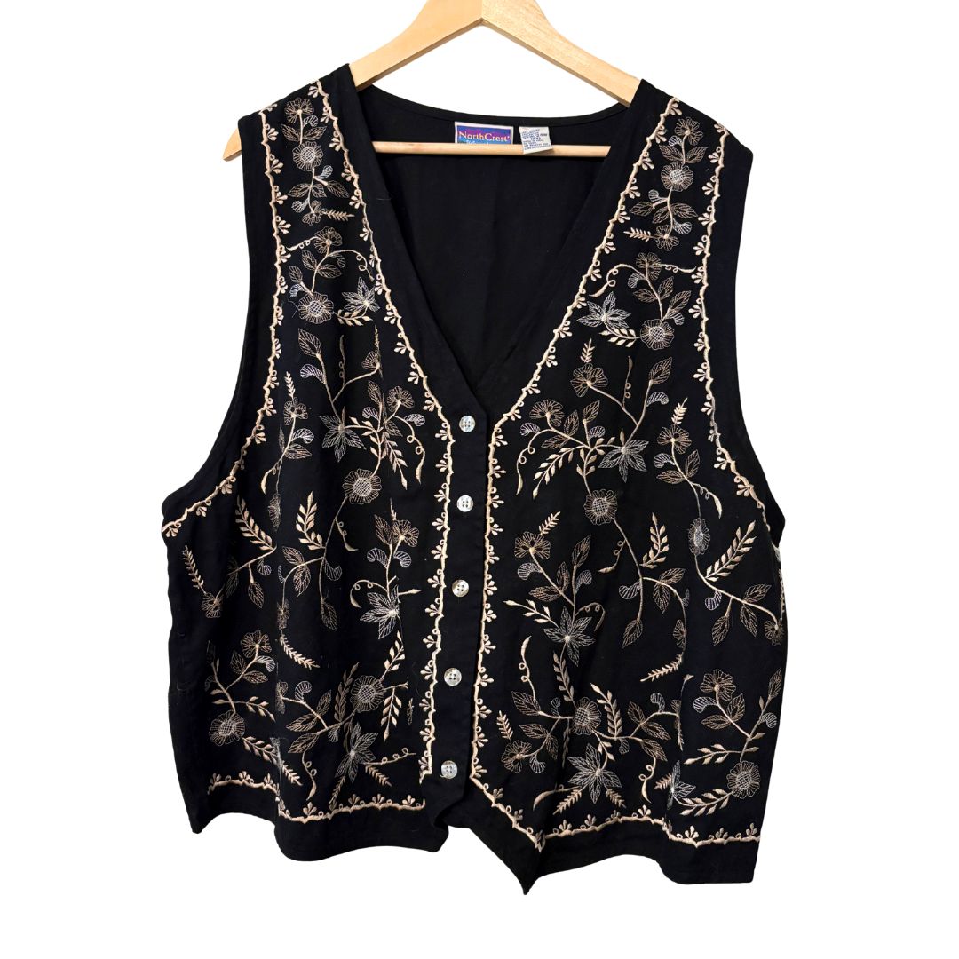 90s Embroidered Whimsigoth Vest
