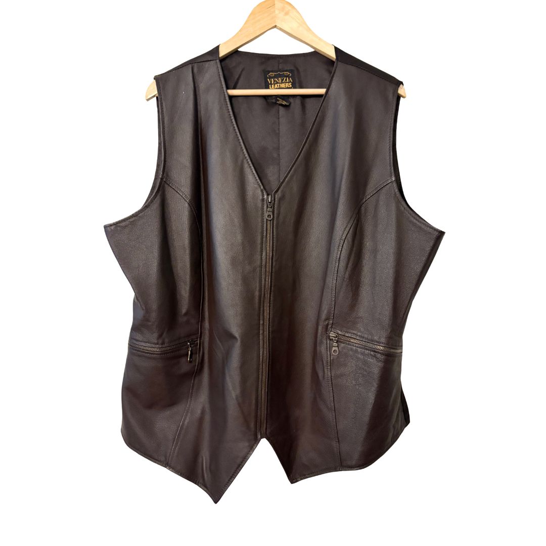 90s Brown Leather Vest
