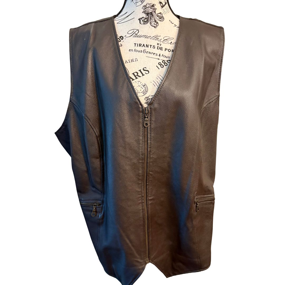 90s Brown Leather Vest