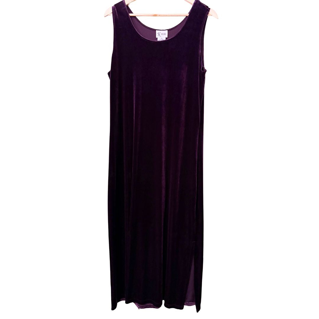 90s Purple Velvet Jacket & Maxi Dress Set