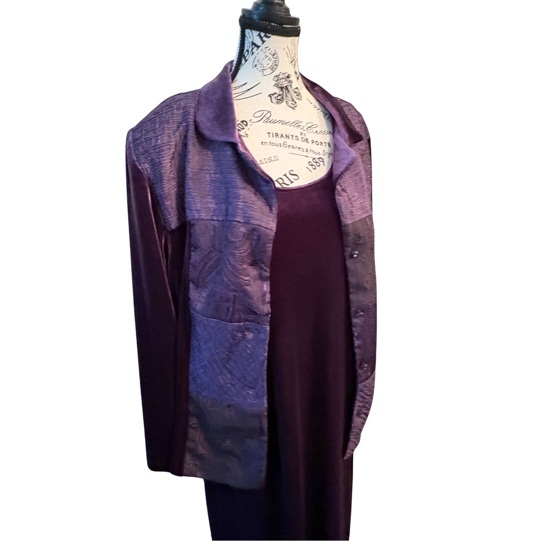 90s Purple Velvet Jacket & Maxi Dress Set