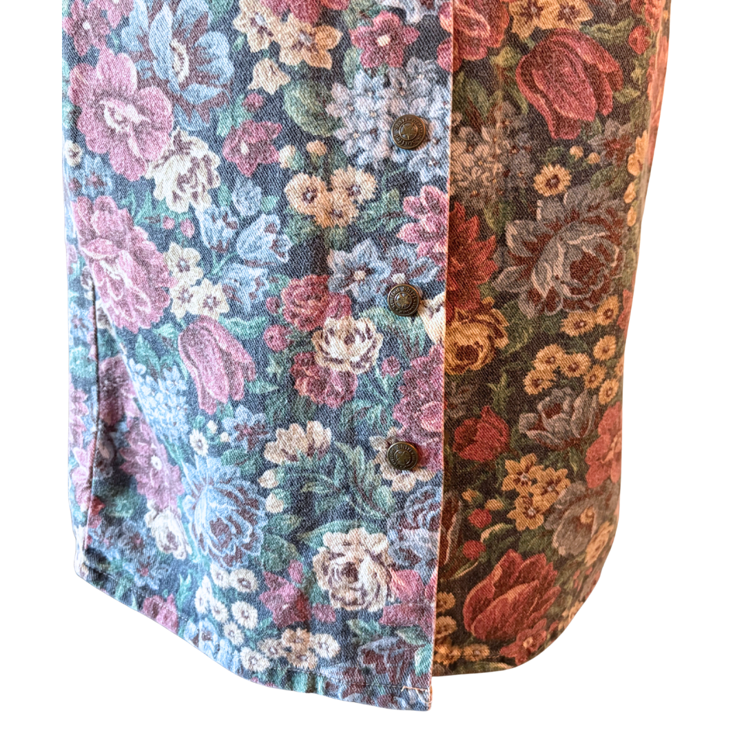 80s Floral Denim Skirt