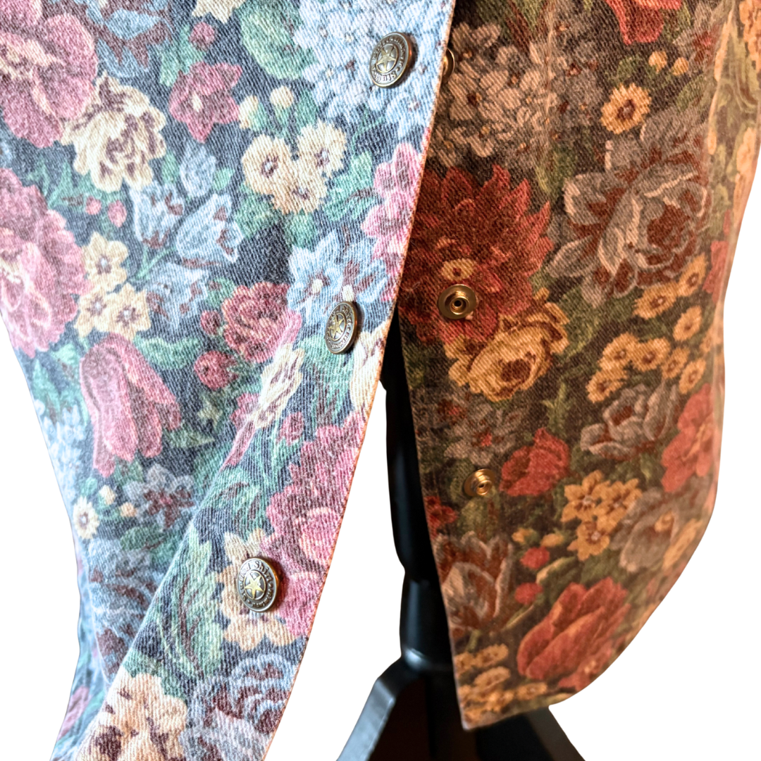 80s Floral Denim Skirt