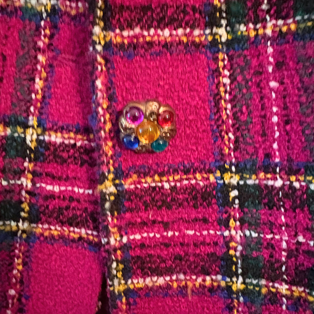 80s Pink Plaid Wool Blend Blazer