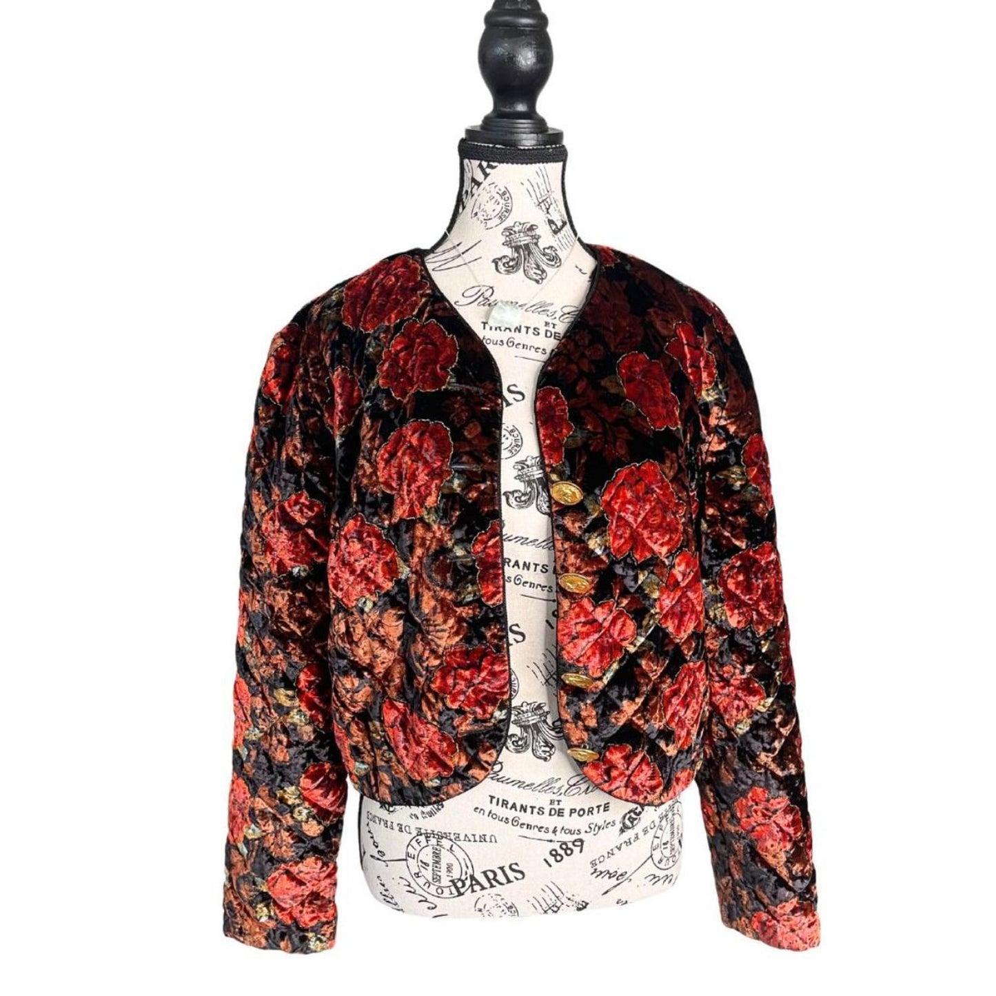 80s Velvet Quilted Blazer Jacket