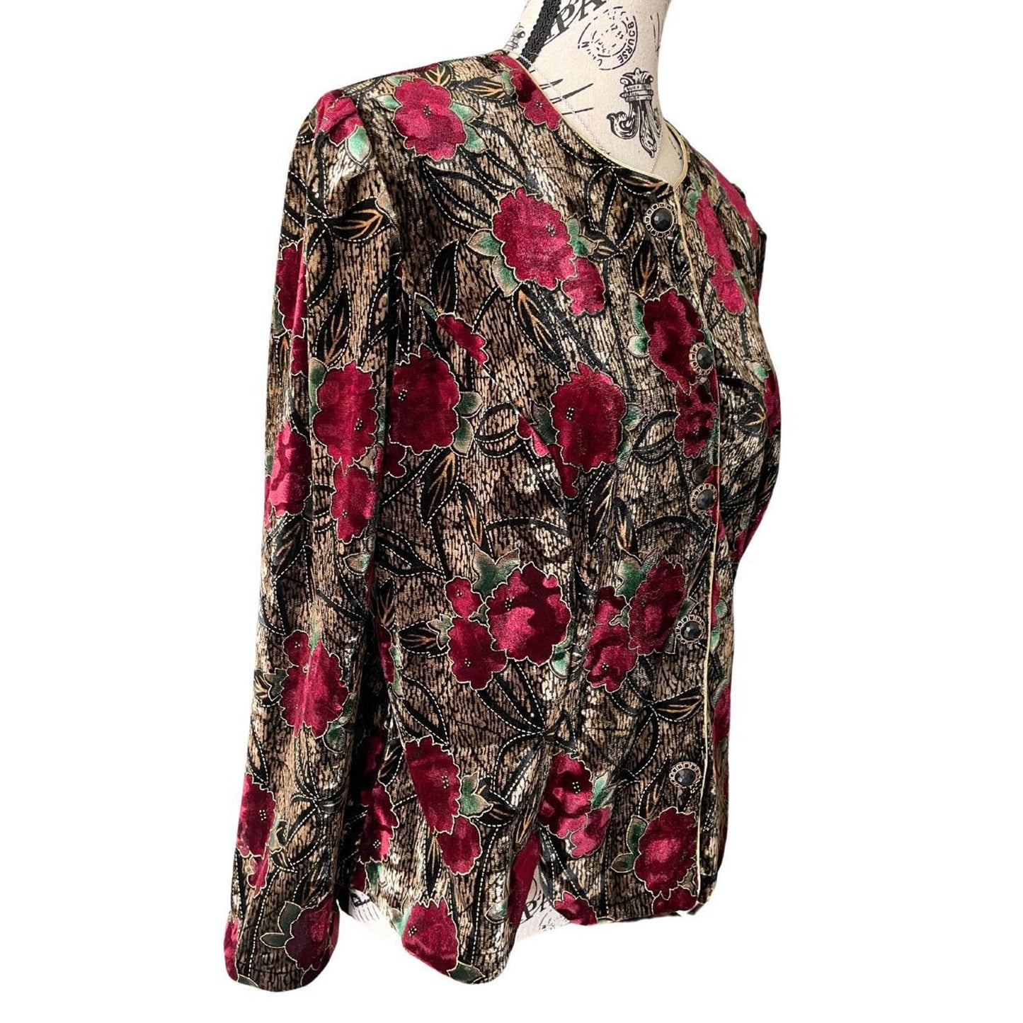 80s/90s Velvet Floral Blouse