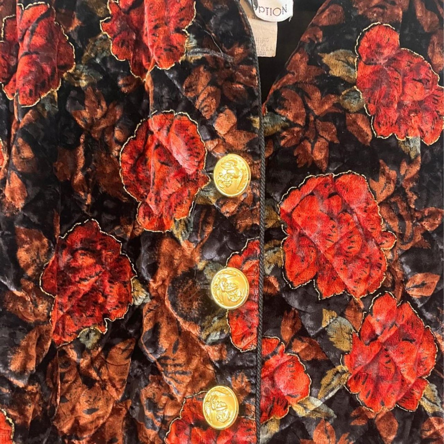 80s Velvet Quilted Blazer Jacket