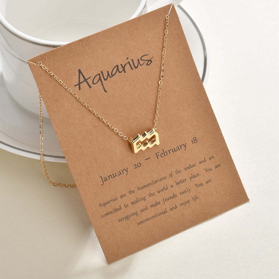 Aquarius Golden Zodiac Necklace