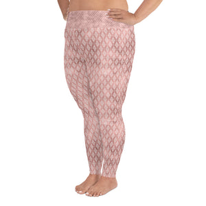 Lucidly Lola Geometric Rose Gold Plus Size Leggings