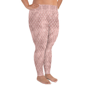 Lucidly Lola Geometric Rose Gold Plus Size Leggings