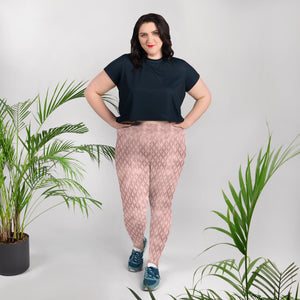 Lucidly Lola Geometric Rose Gold Plus Size Leggings