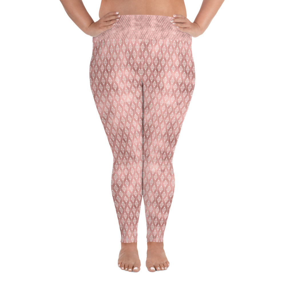 Lucidly Lola Geometric Rose Gold Plus Size Leggings