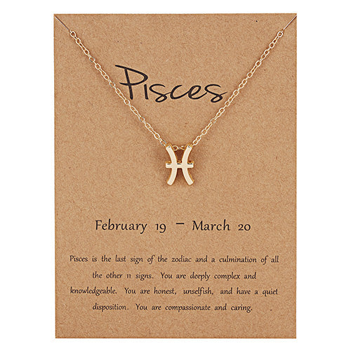 Pisces Golden Zodiac Necklace