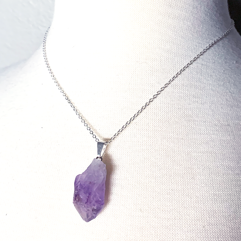 Rough Amethyst Pendant Necklace